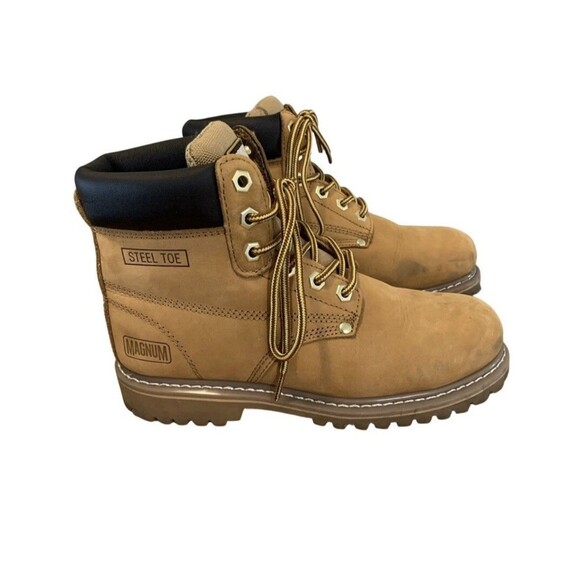 Magnum ASTMF2413-18 Gold Steel Toe Lace Up Leather Work Boots Men’s Size 9 - Picture 1 of 7